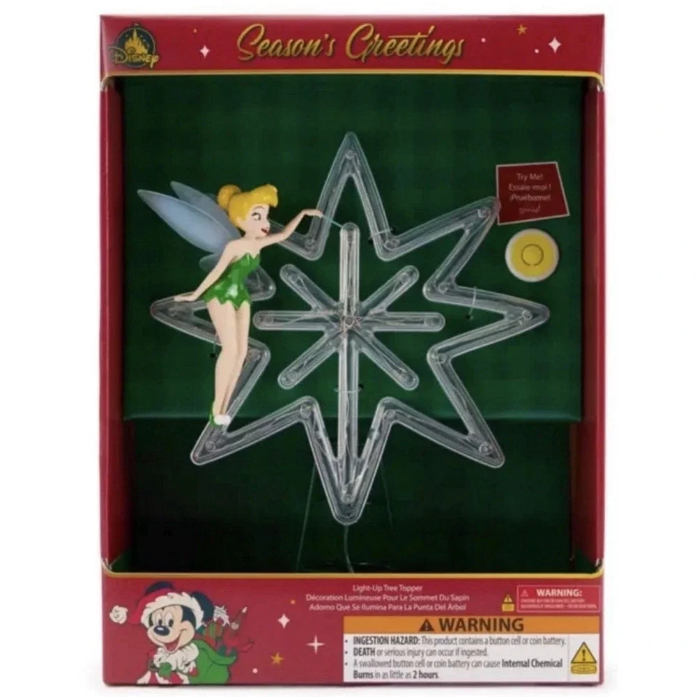Disney Parks Tinker Bell Light-Up Holiday Tree Topper – Peter Pan 2025 Christmas